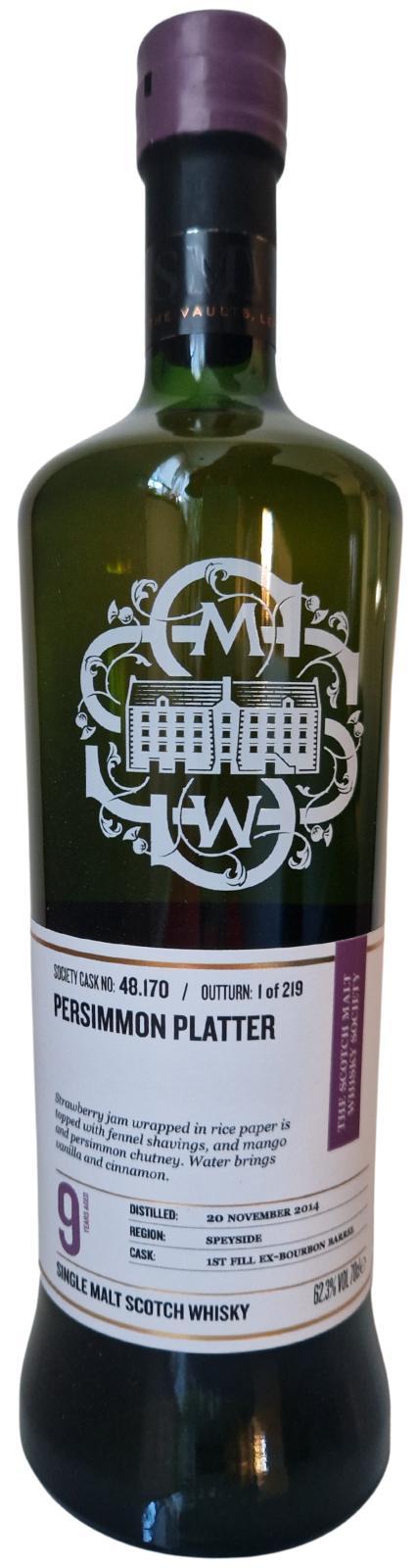 Balmenach 2014 SMWS 48.170 Persimmon platter