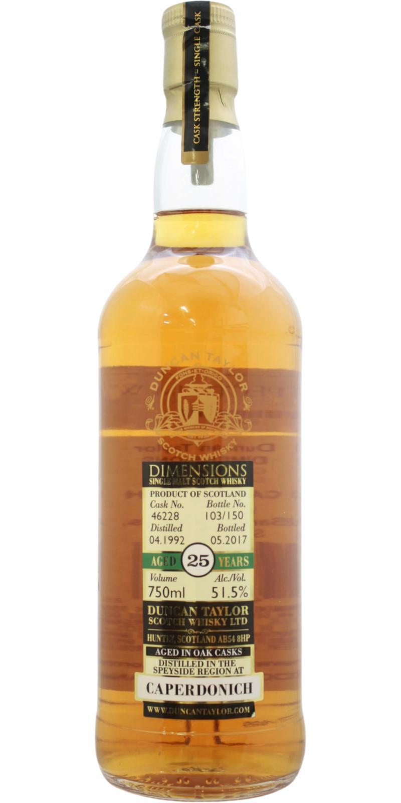 Caperdonich 1992 DT Dimensions