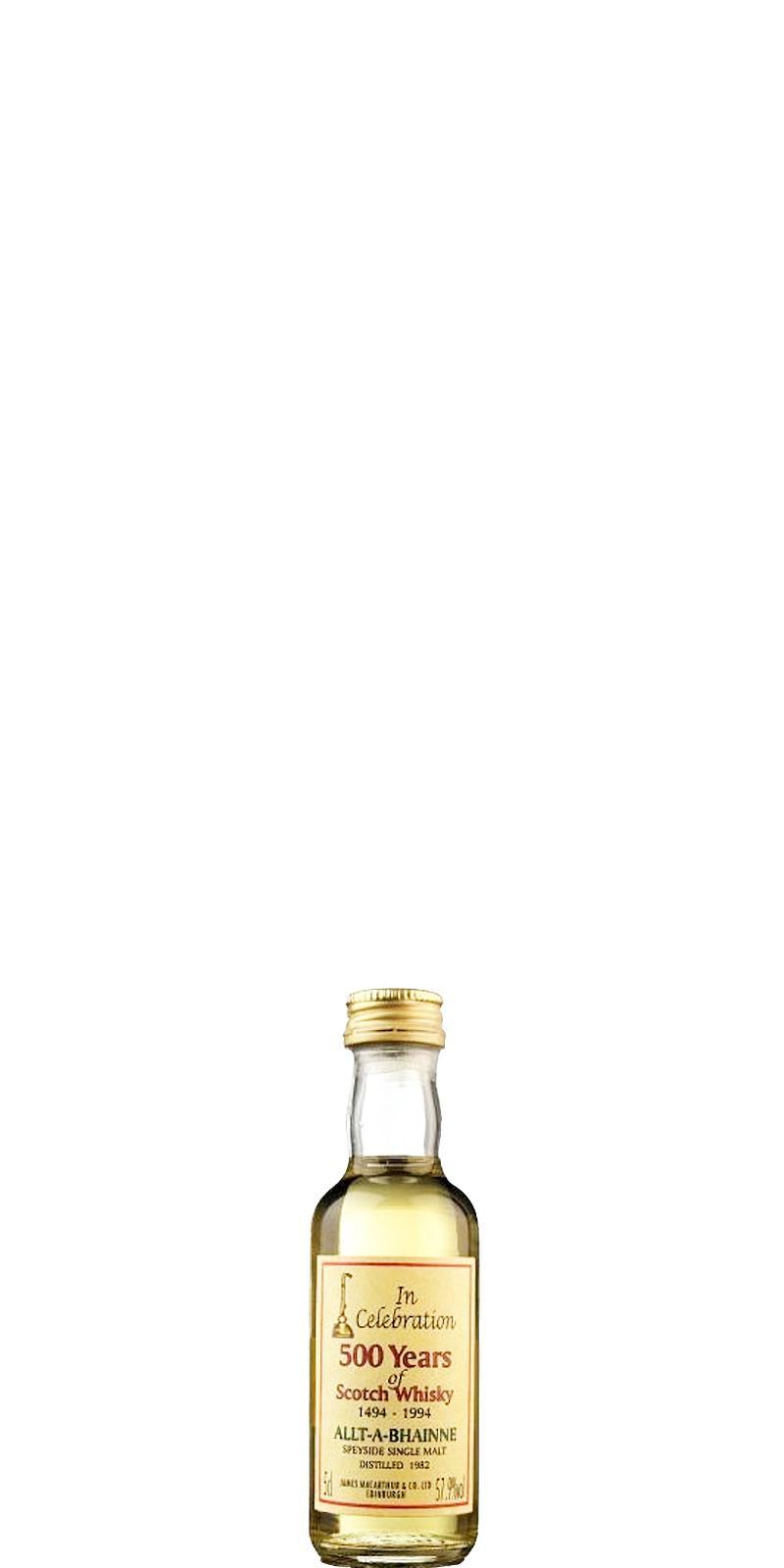 Allt-a-Bhainne 1982 JM In Celebration 500 Years of Scotch Whisky 1494 - 1994 - Miniature