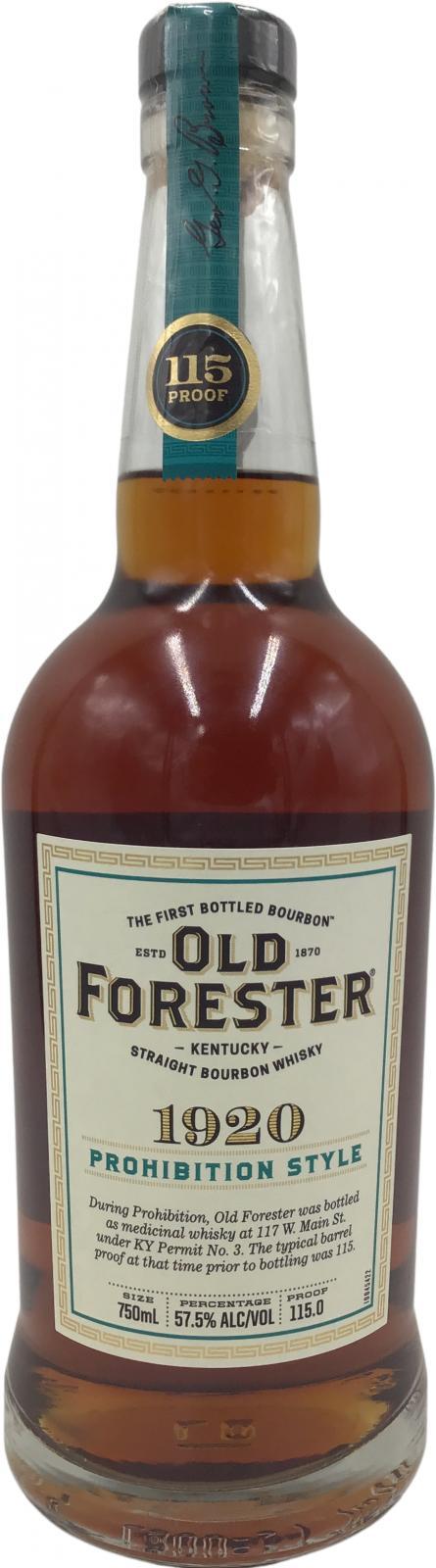 Old Forester 1920 Prohibition Style Kentucky Straight Bourbon Whisky