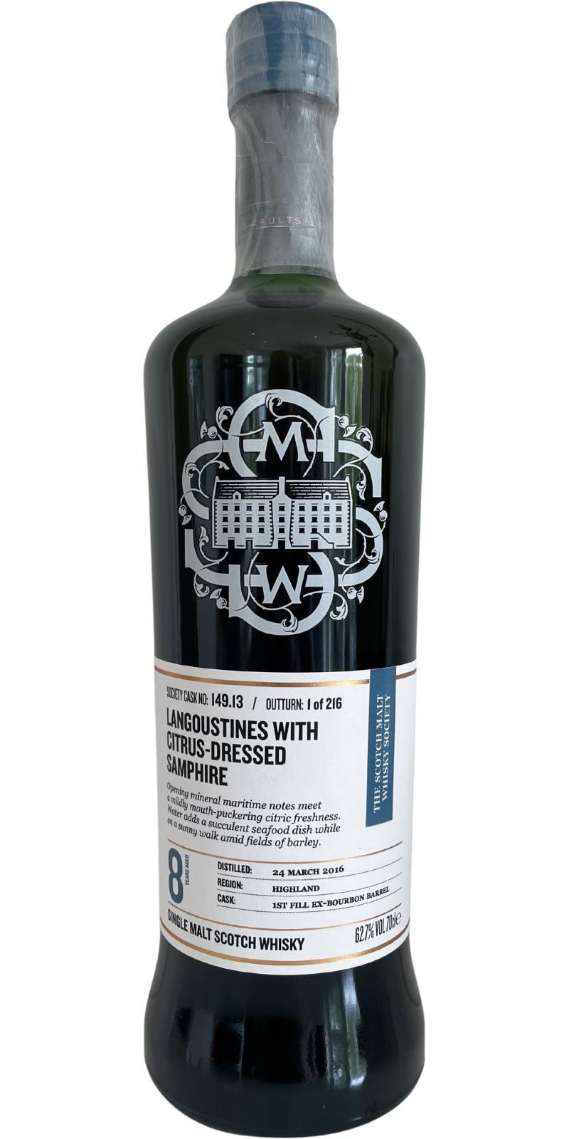 Ardnamurchan 2016 SMWS 149.13 Langoustines with citrus-dressed samphire / West-coast succulence