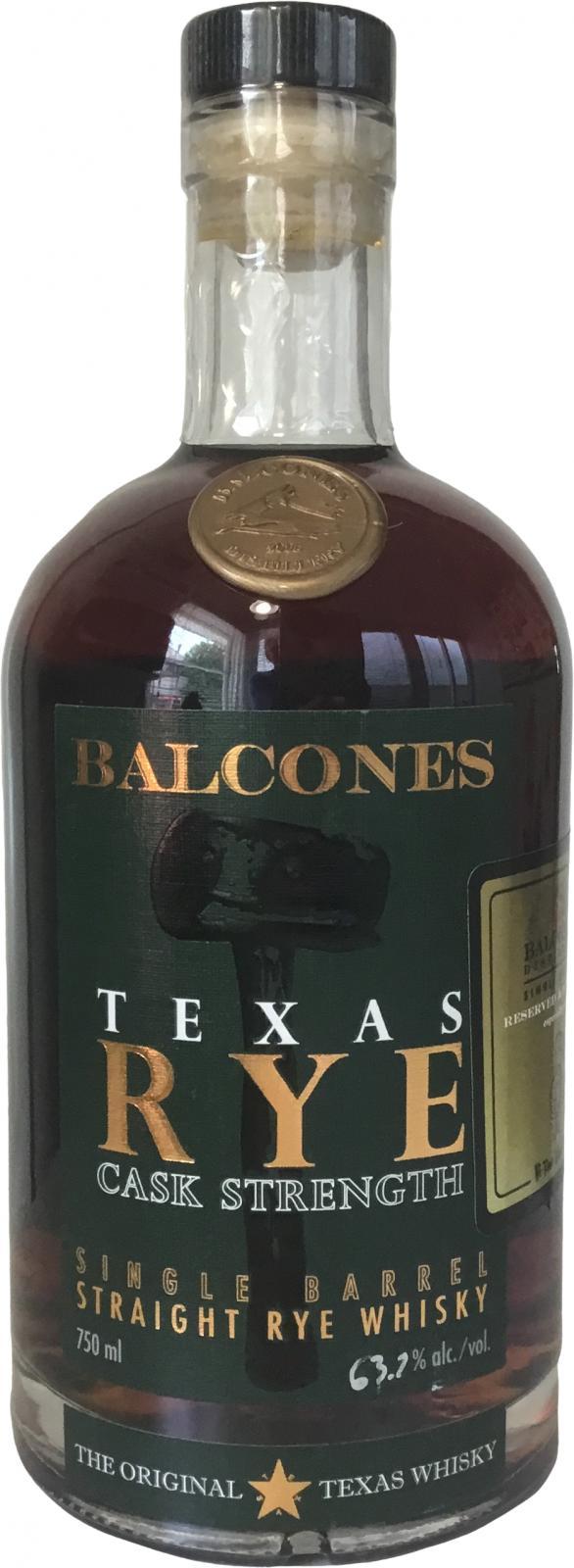 Balcones Texas Rye Cask Strength
