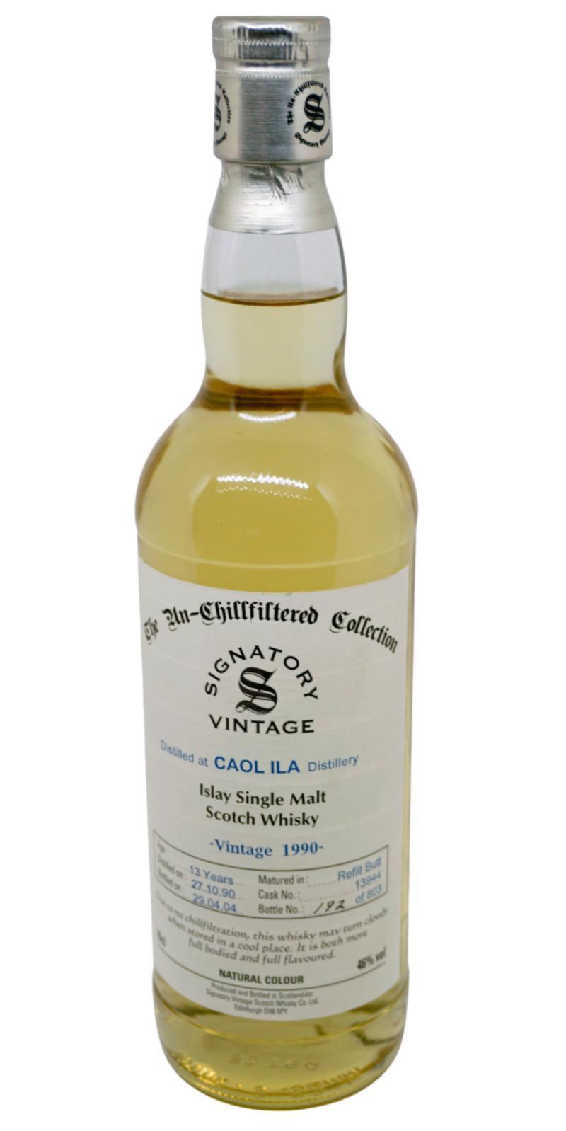 Caol Ila 1990 SV The Un-Chillfiltered Collection