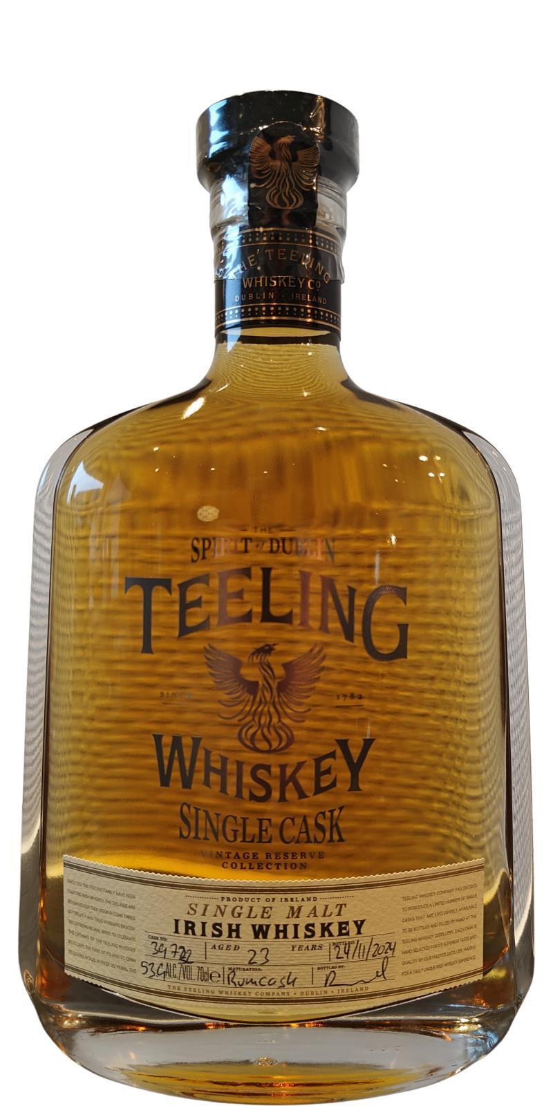 Teeling 23-year-old Hand bottled at the distillery