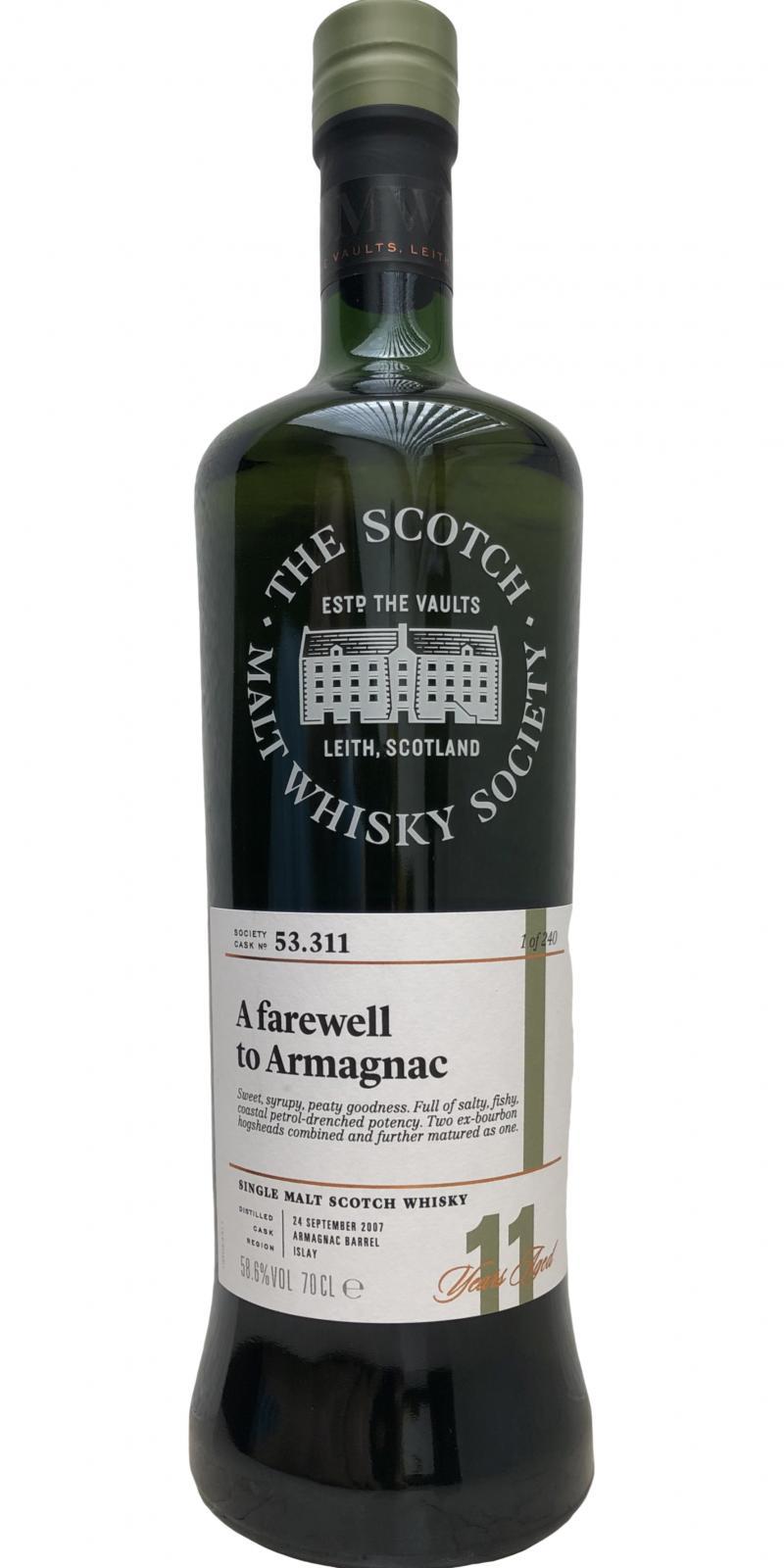 Caol Ila 2007 SMWS 53.311 A farewell to Armagnac