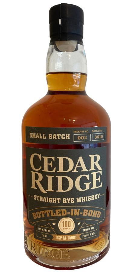 Cedar Ridge Bottled-in-Bond Small Batch Straight Rye Whiskey