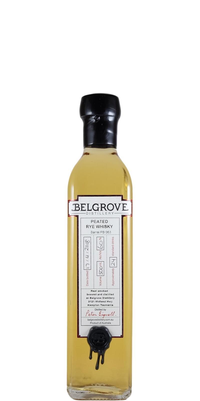 Belgrove Peated Rye Whisky