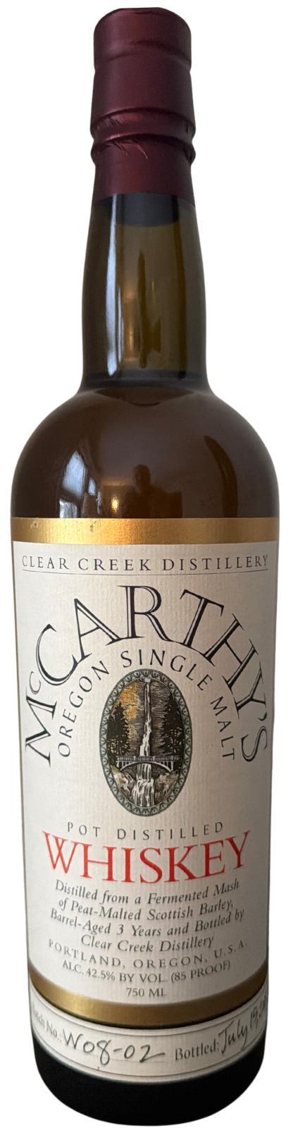 McCarthy's Oregon 03-year-old Oregon pot distilled single malt whisky