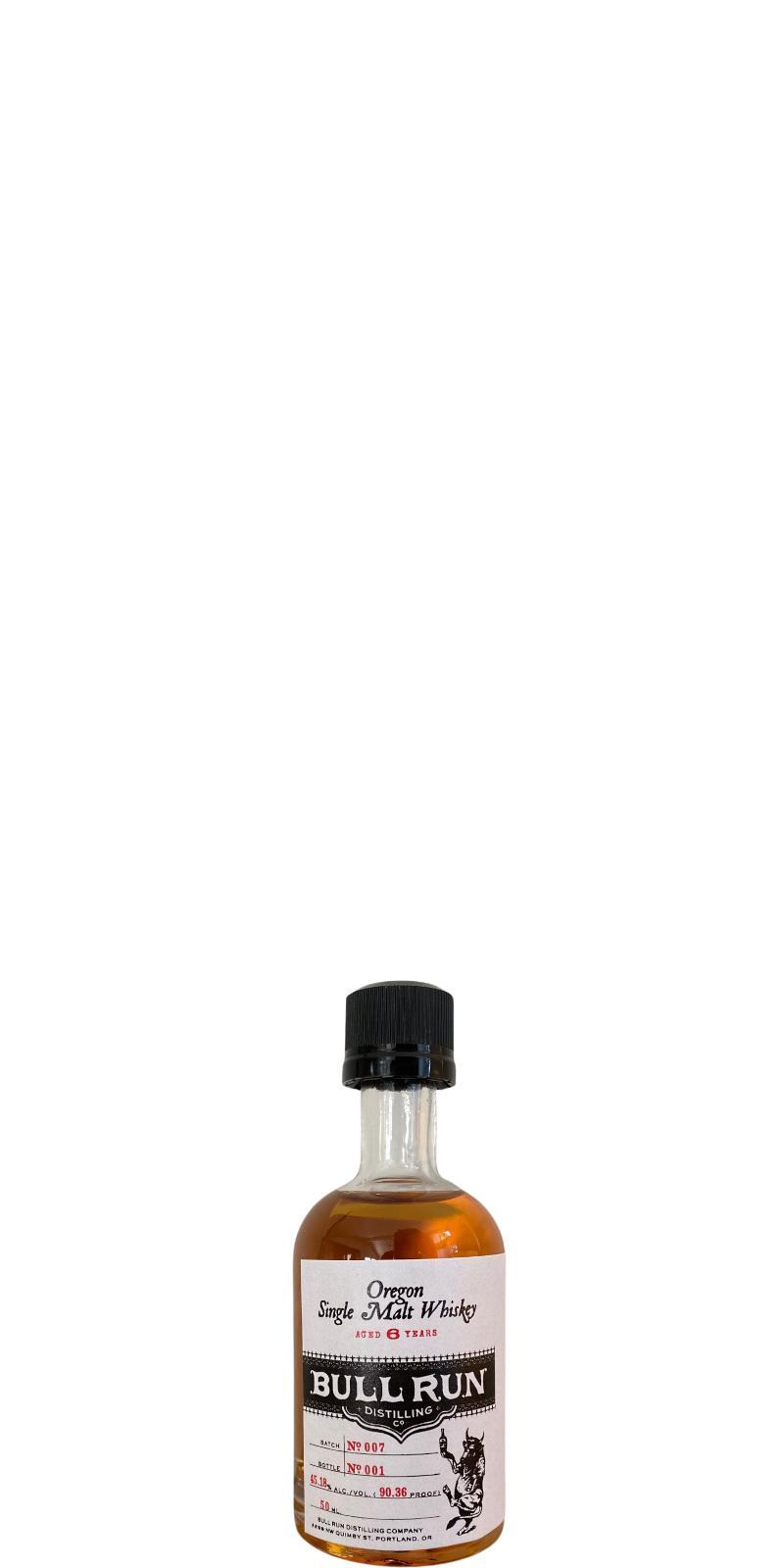 Bull Run Oregon Single Malt Whiskey Batch No. 007