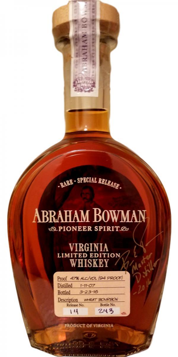 Abraham Bowman 2007 Wheat Bourbon Pioneer Spirit - Release No. 14