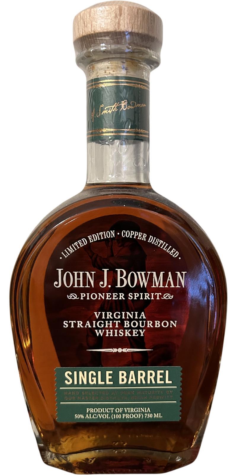John J. Bowman Single Barrel Virginia Straight Bourbon Whiskey - Single Barrel