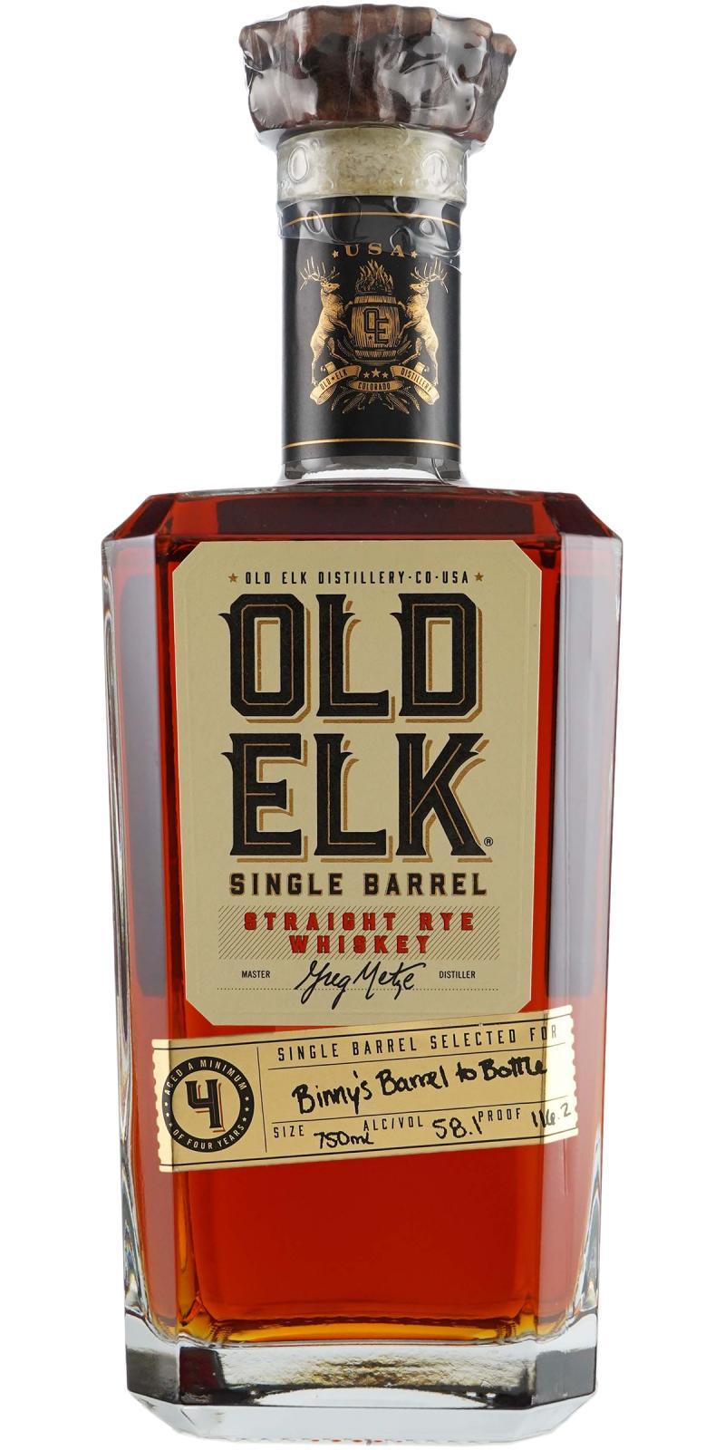 Old Elk Straight Rye Whiskey Single Barrel