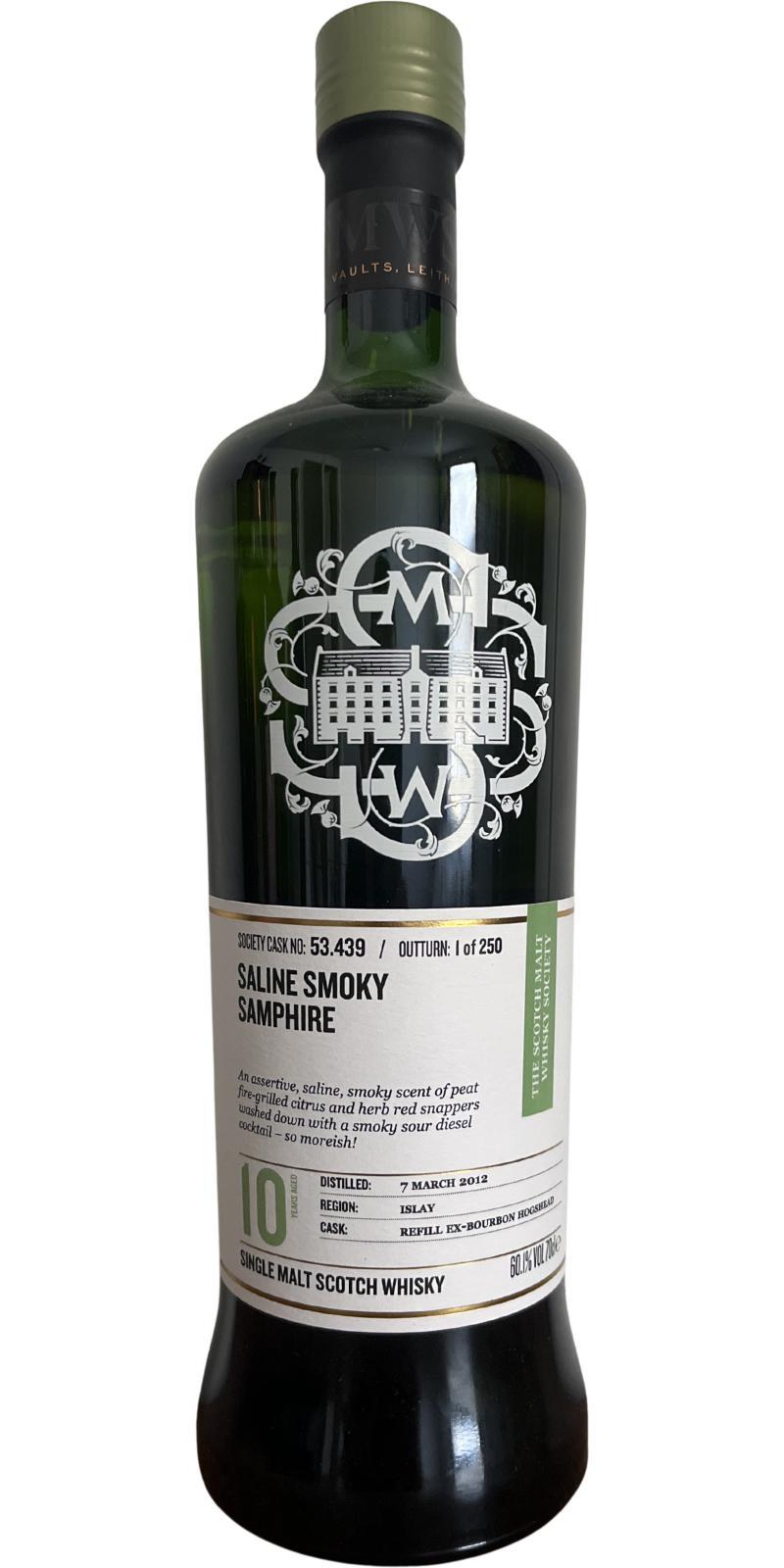 Caol Ila 2012 SMWS 53.439 Saline smoky samphire