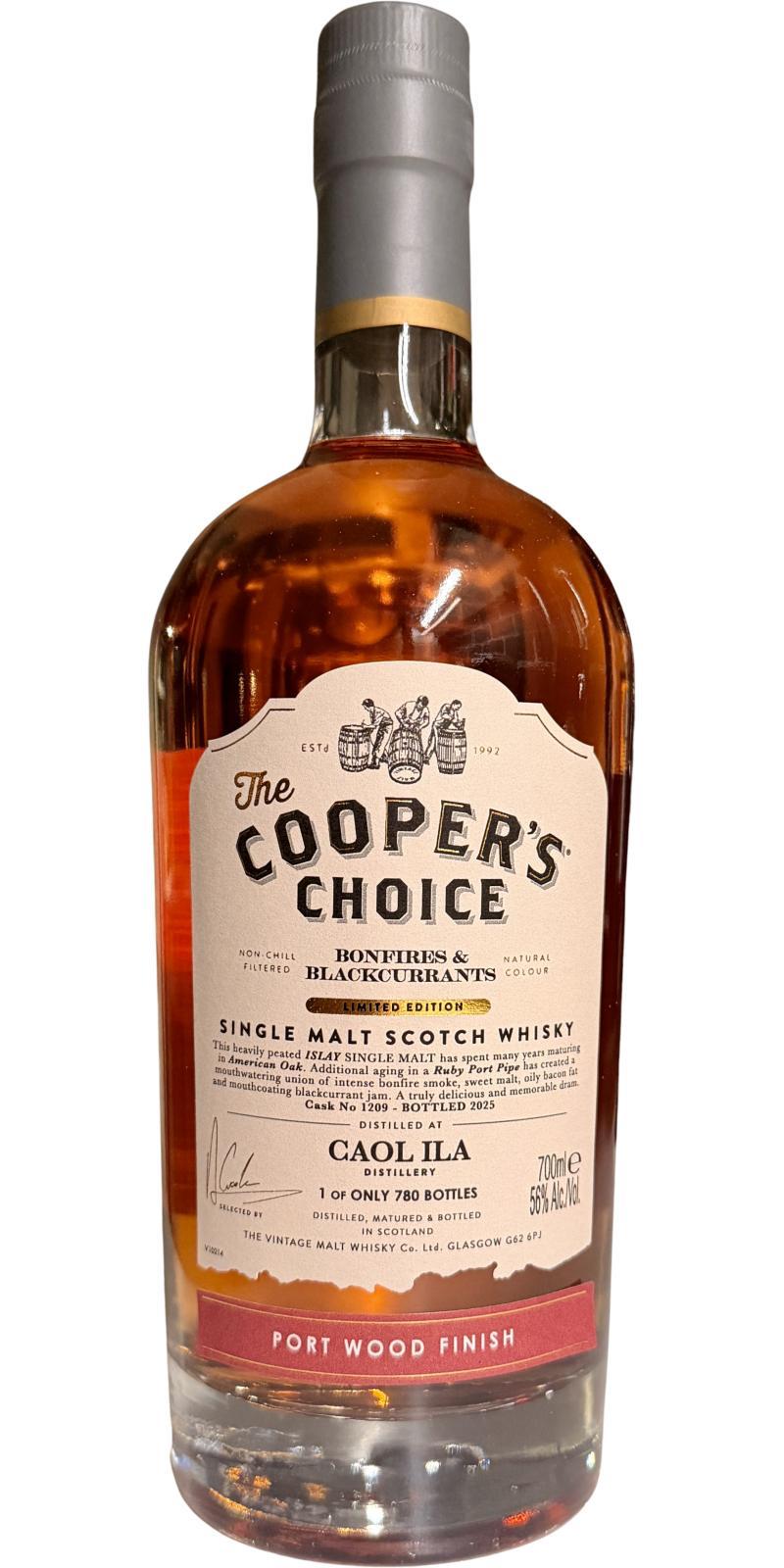 Caol Ila Bonfires & Backcurrants VM The Cooper's Choice