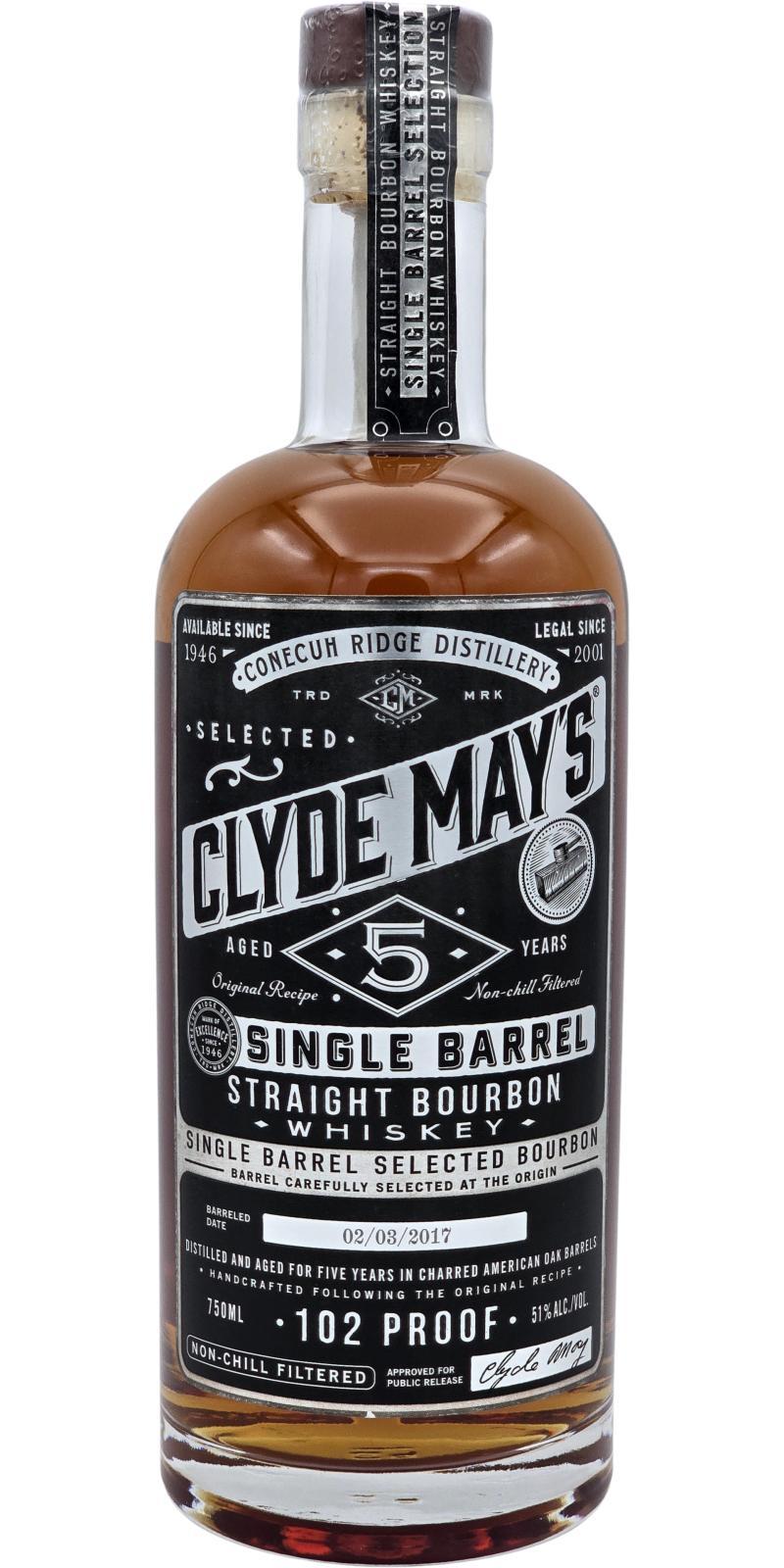 Clyde May's 2017 Single Barrel Selected Bourbon