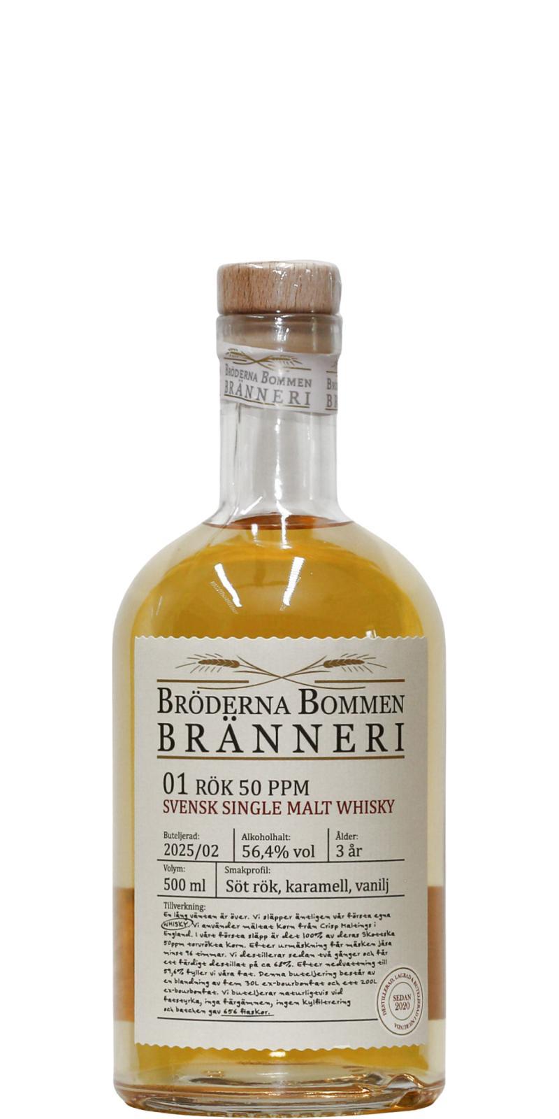 Bröderna Bommen 01 Rök 50ppm Svensk Single Malt Whisky