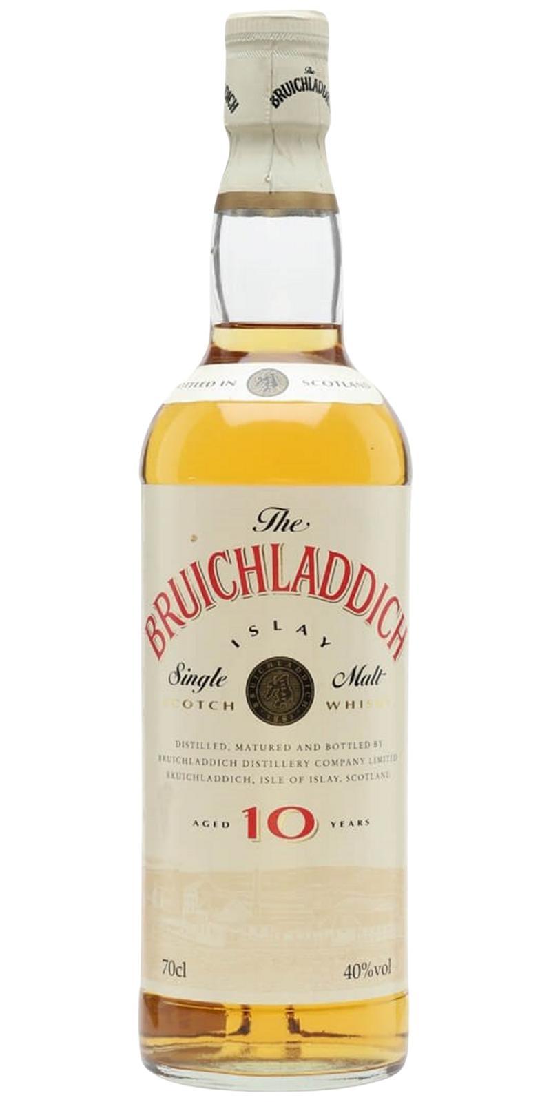 Bruichladdich 10-year-old White label, Red letter, cork stopper