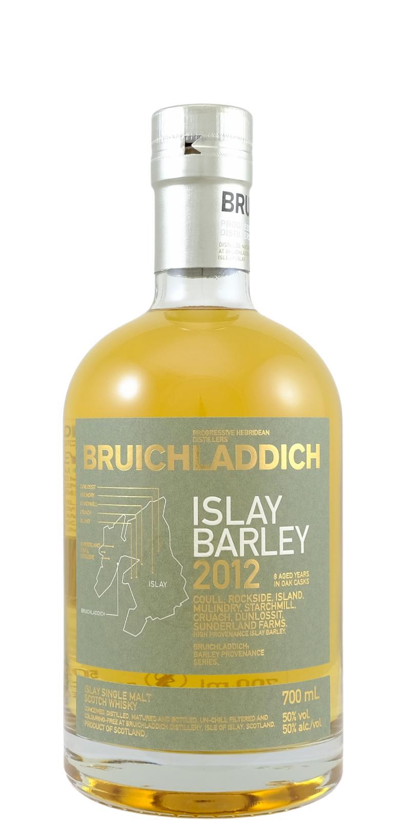 Bruichladdich 2012 Islay Barley Coull, Cruach, Dunlossit, Island, Mulindry, Rockside, Starchmill, Sunderland Farms