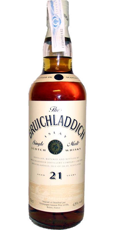Bruichladdich 21-year-old White distillery label, black box