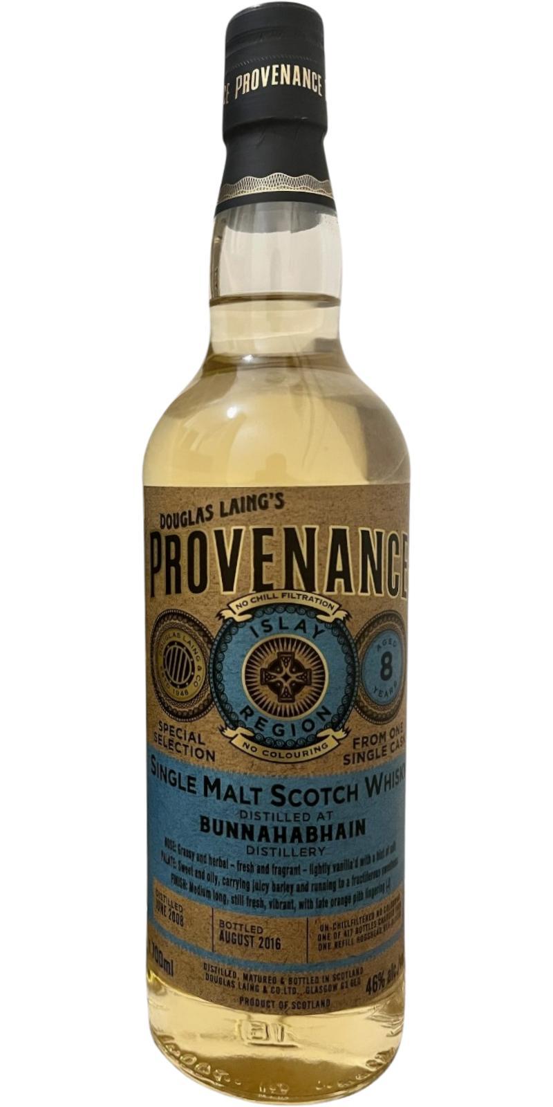 Bunnahabhain 2008 DL Provenance
