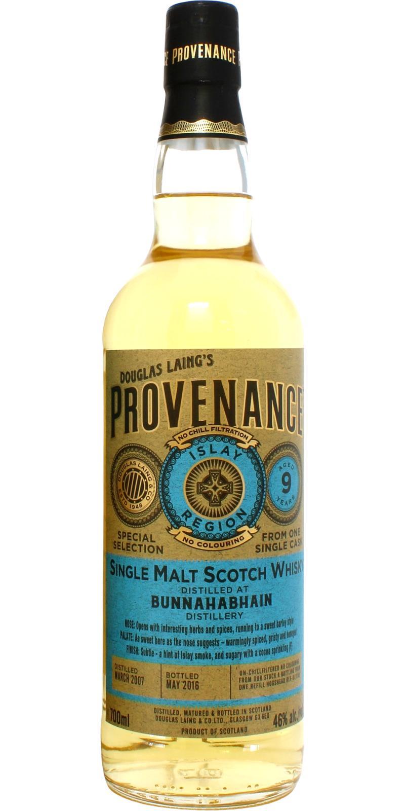 Bunnahabhain 2007 DL Provenance