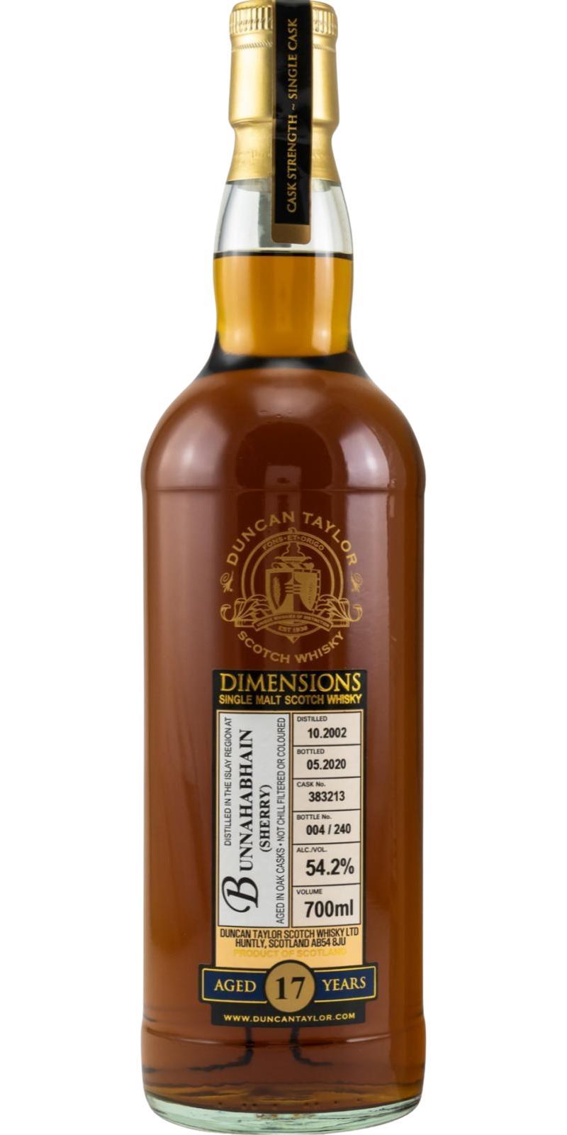 Bunnahabhain 2002 DT Dimensions