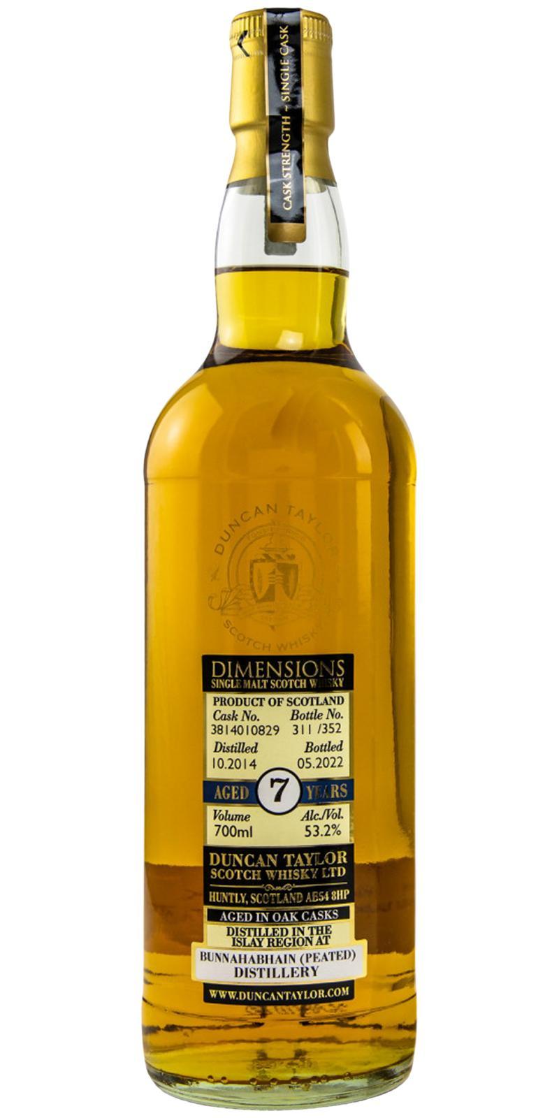 Bunnahabhain 2014 DT Dimensions