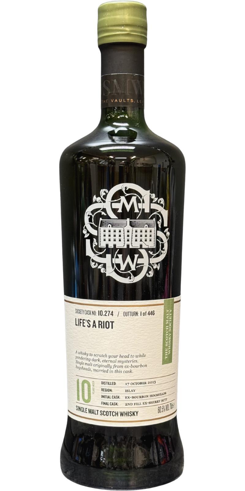 Bunnahabhain 2013 SMWS 10.274 Life's a riot