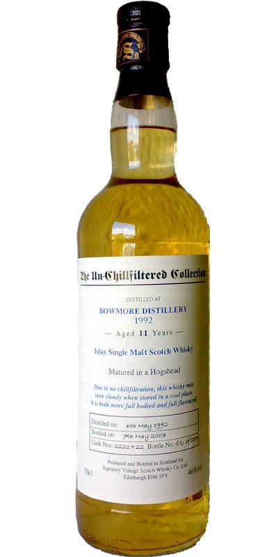 Bowmore 1992 SV The Un-Chillfiltered Collection