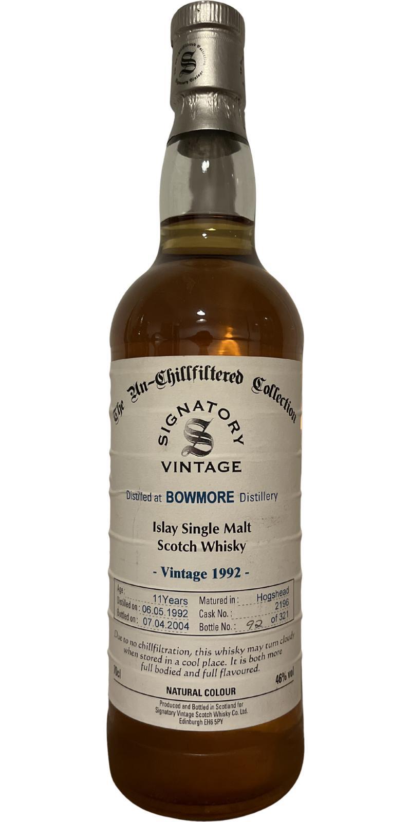 Bowmore 1992 SV The Un-Chillfiltered Collection
