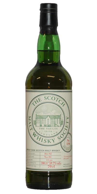 Bowmore 1992 SMWS 3.96 Scented smoke in the pink