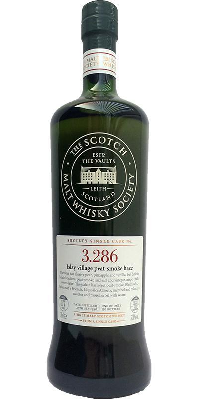 Bowmore 1998 SMWS 3.286 Islay village peat-smoke haze