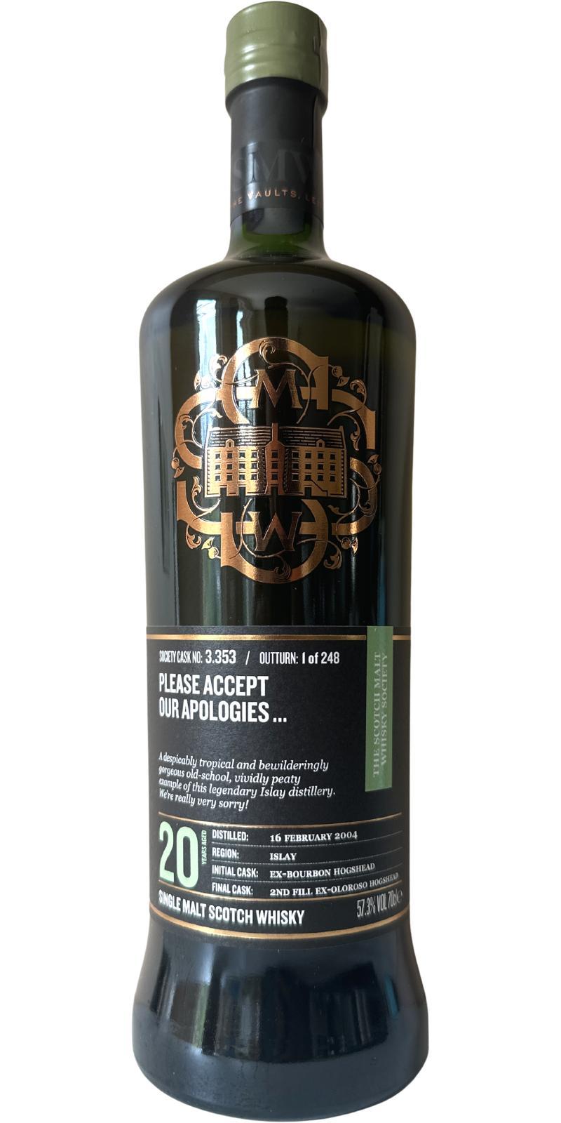 Bowmore 2004 SMWS 3.353 Please accept our apologies...