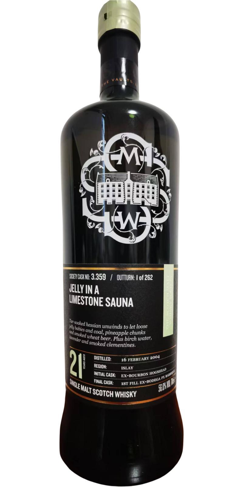 Bowmore 2004 SMWS 3.359 Jelly in a limestone sauna