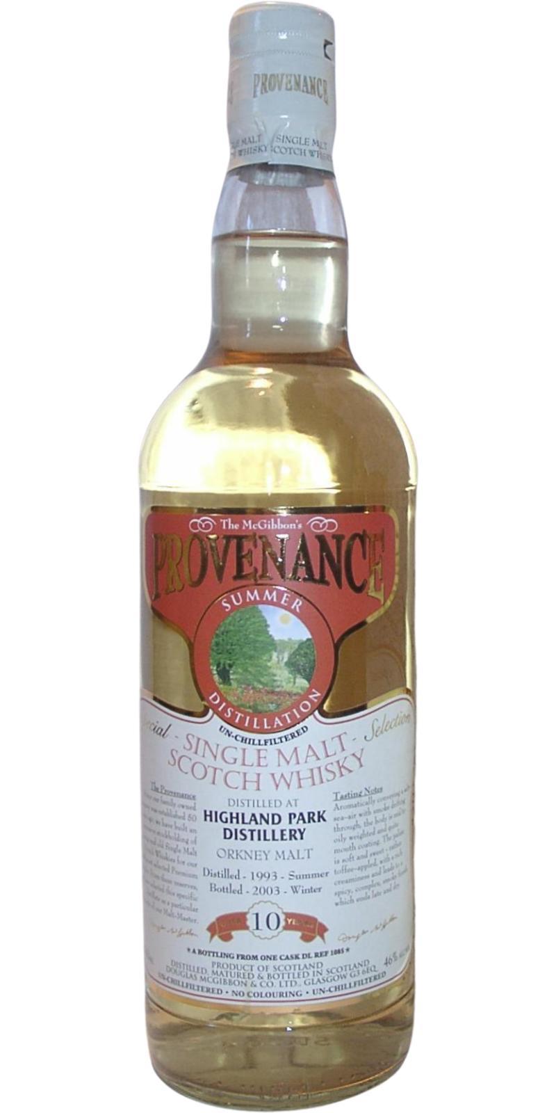 Highland Park 1993 McG McGibbon's Provenance