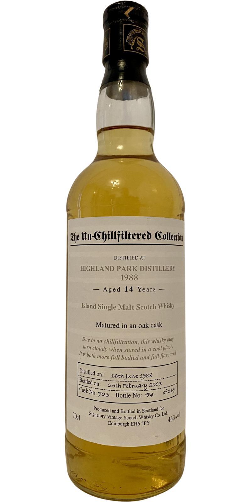 Highland Park 1988 SV The Un-Chillfiltered Collection