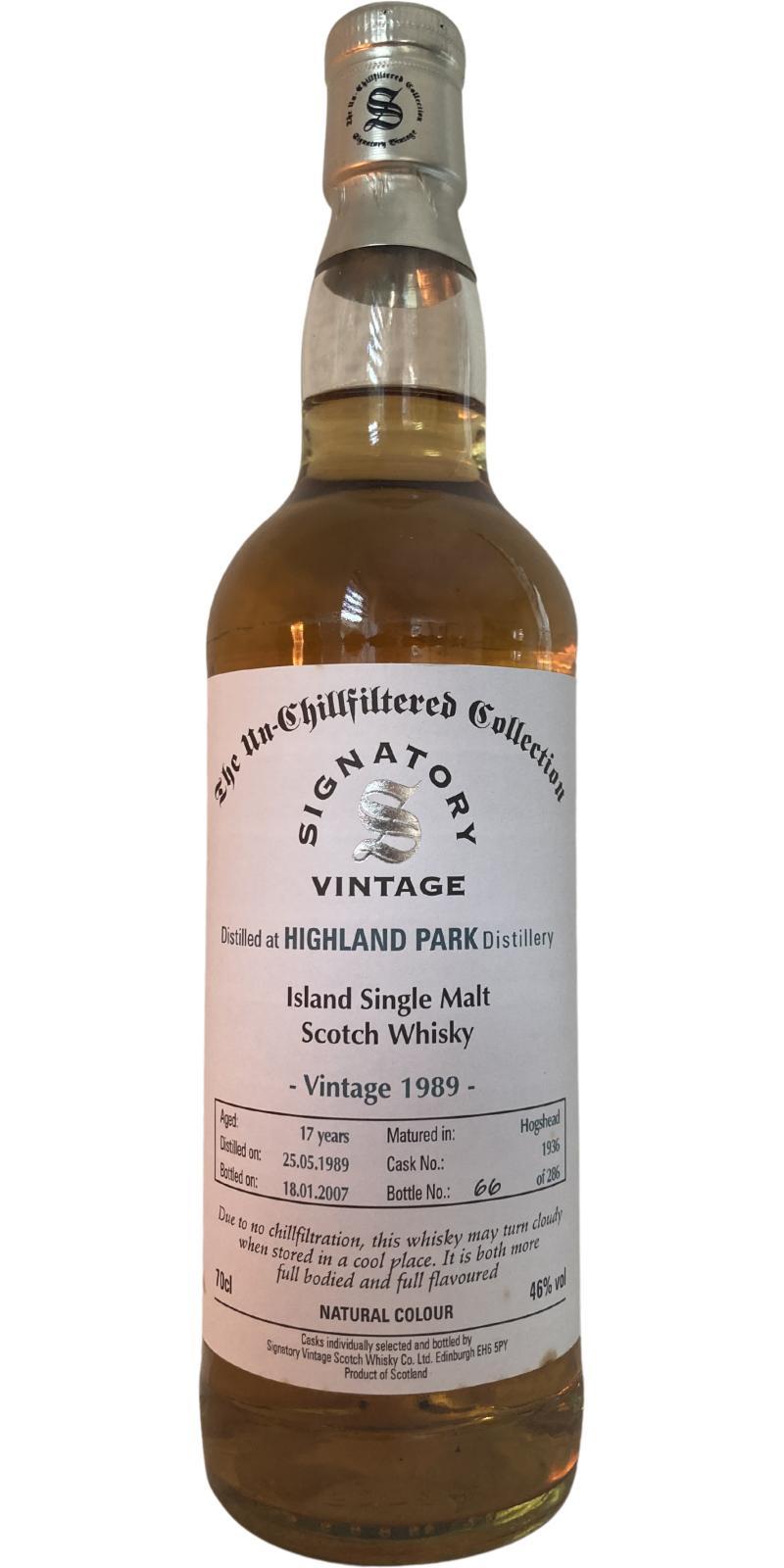 Highland Park 1989 SV The Un-Chillfiltered Collection