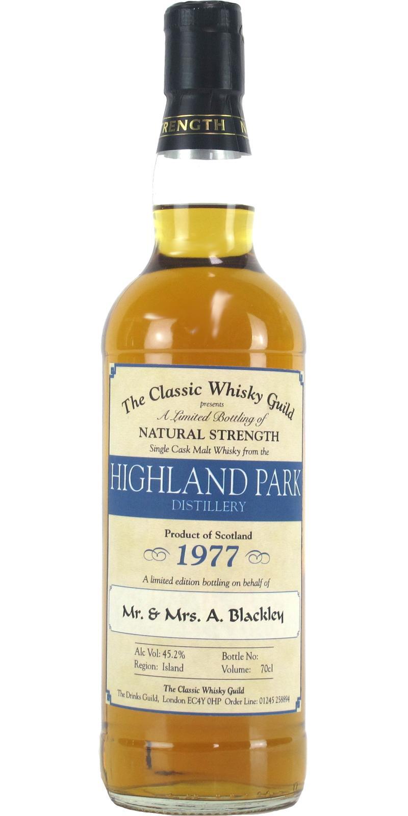 Highland Park 1977 CWG A limited bottling on behalf of