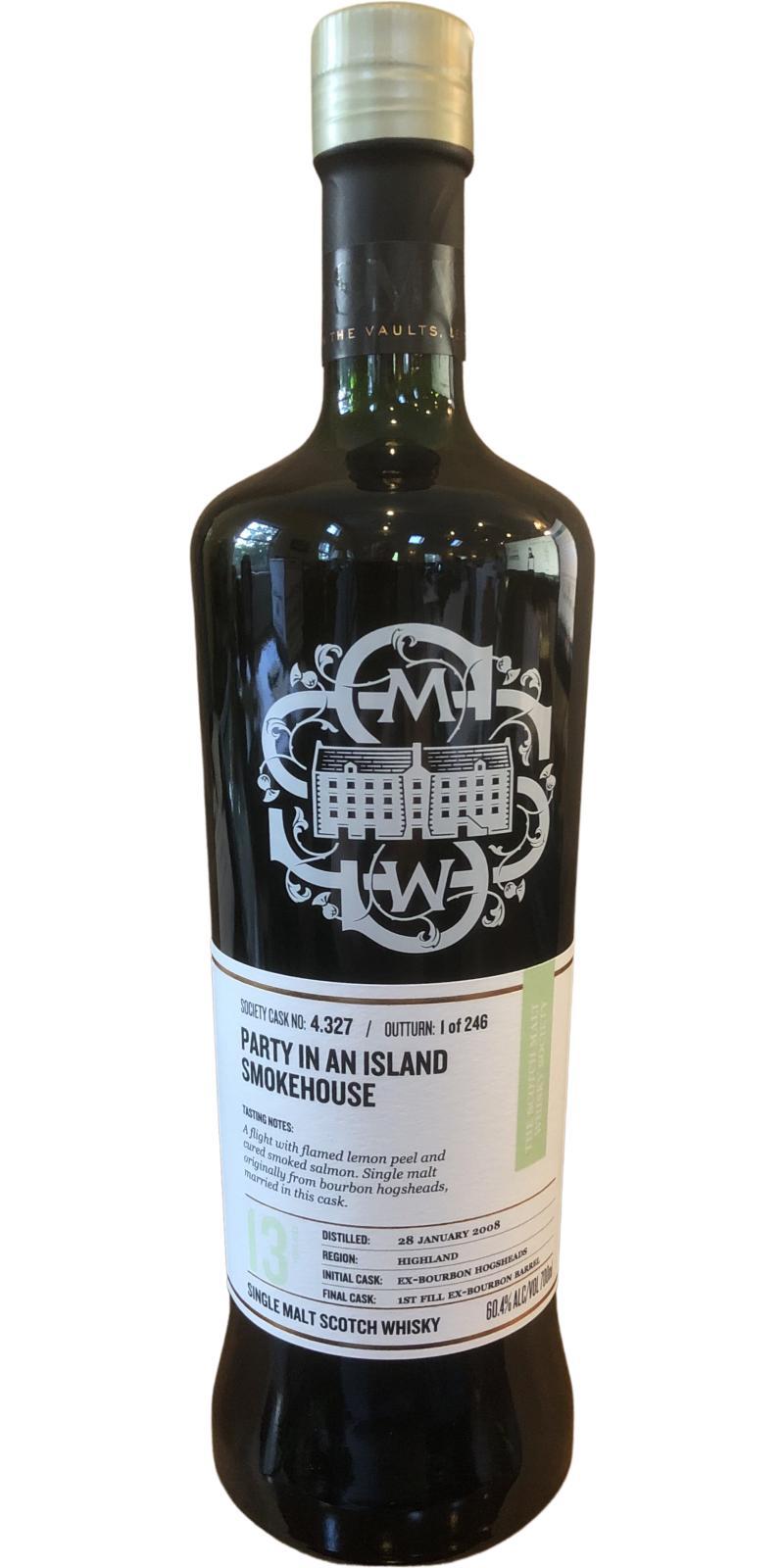 Highland Park 2008 SMWS 4.327 Party in an island smokehouse