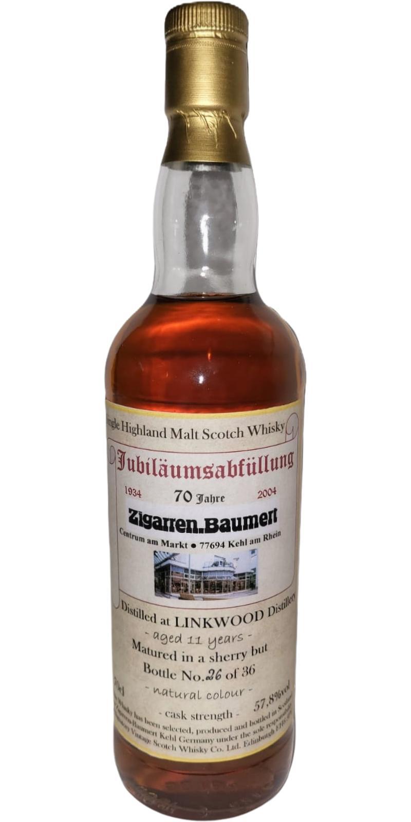 Linkwood 11-year-old SV Zigarren-Baumert 70 Jahre Jubiläumsabfüllung