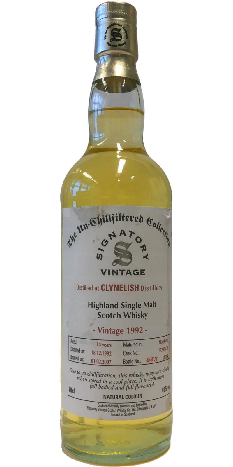 Clynelish 1992 SV The Un-Chillfiltered Collection