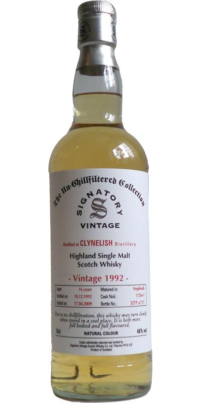 Clynelish 1992 SV The Un-Chillfiltered Collection
