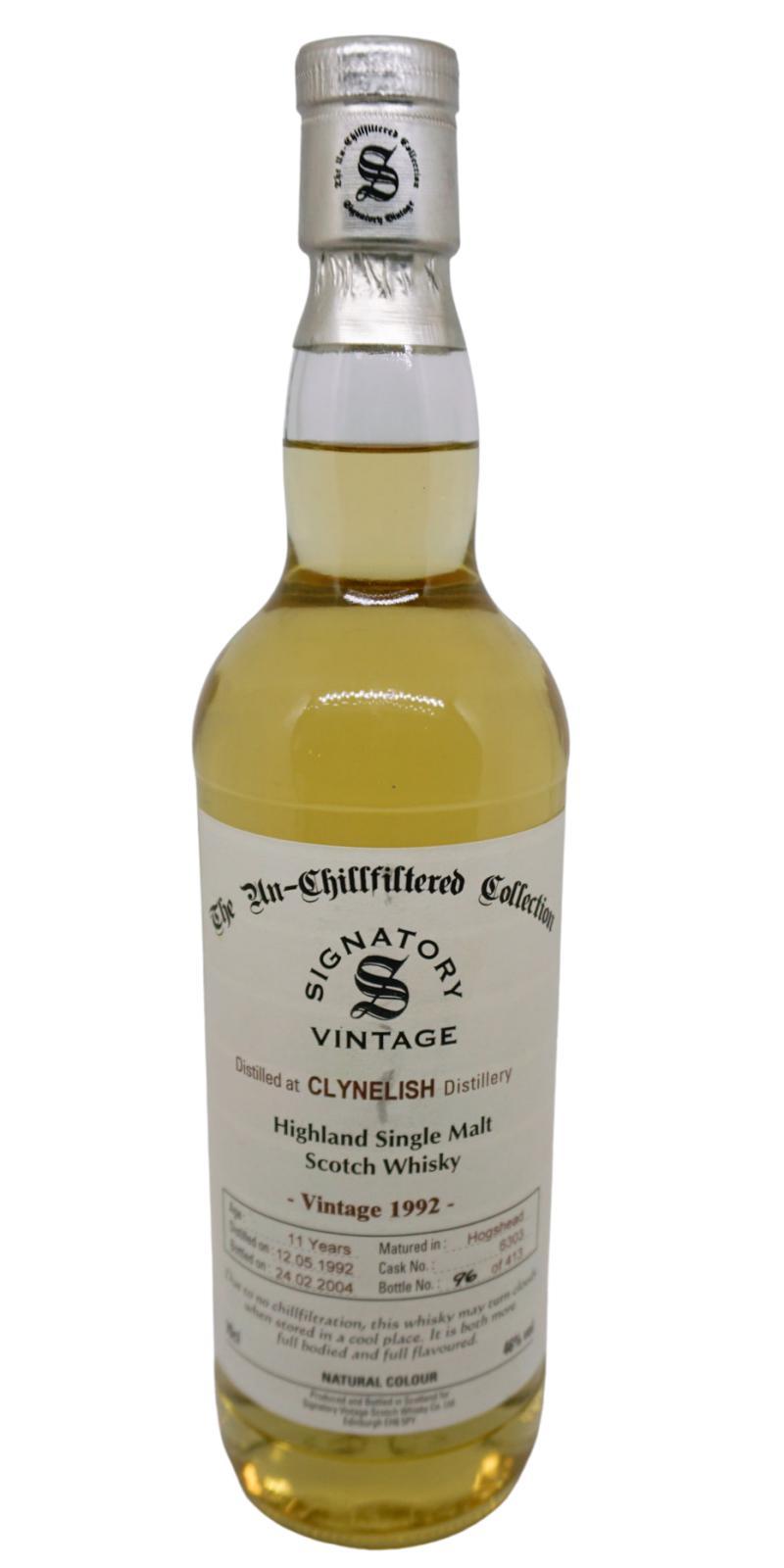 Clynelish 1992 SV The Un-Chillfiltered Collection