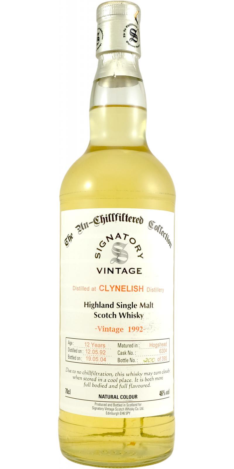 Clynelish 1992 SV The Un-Chillfiltered Collection