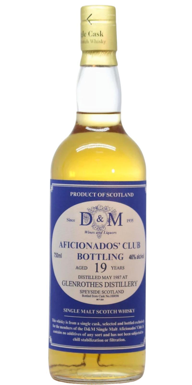 Glenrothes 1987 D&M Aficionados' Club