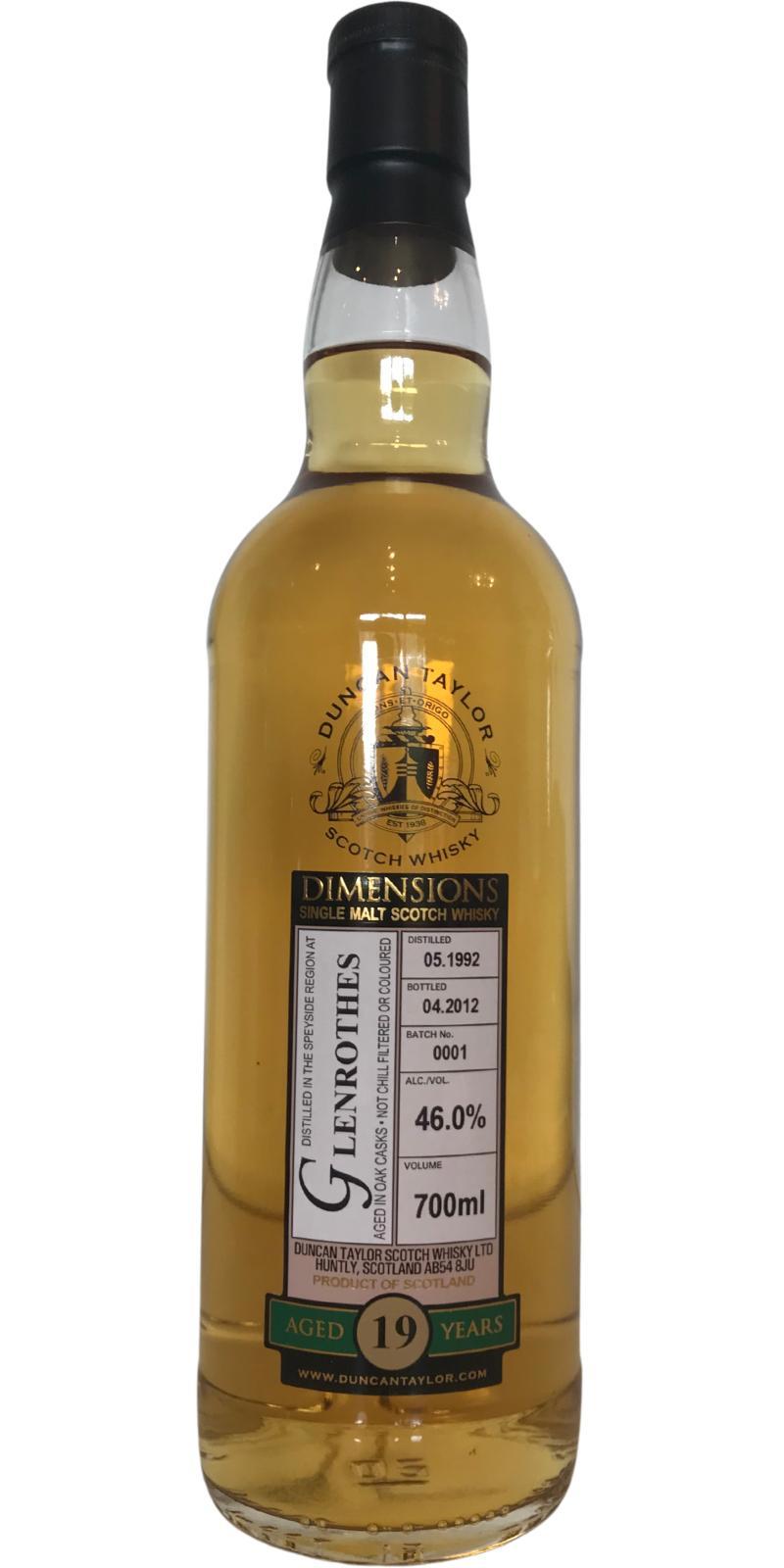 Glenrothes 1992 DT Dimensions