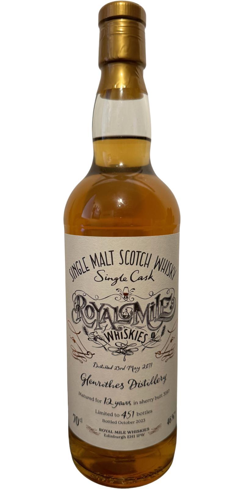 Glenrothes 2011 RM Royal Mile Whiskies Single Cask