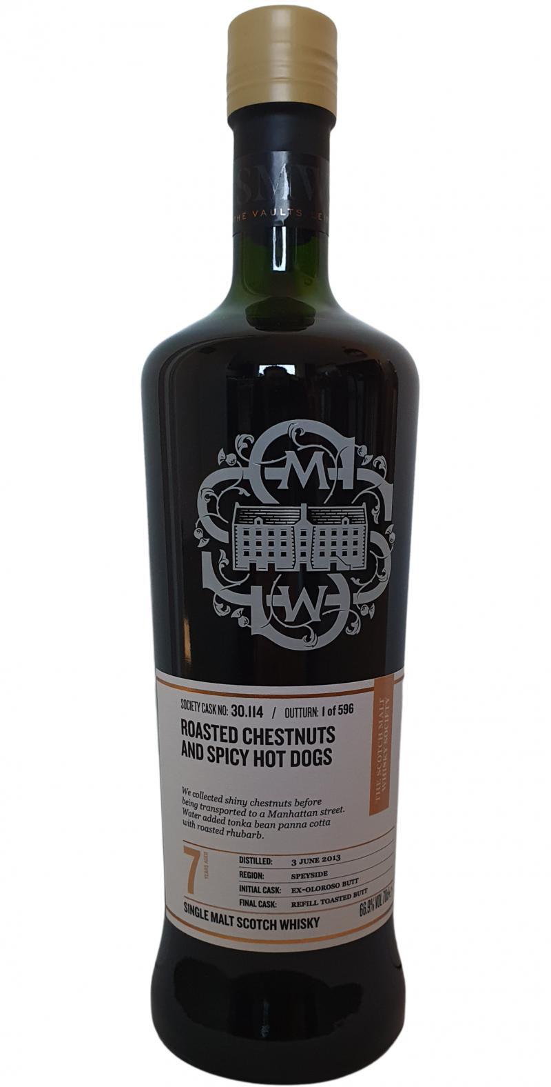 Glenrothes 2013 SMWS 30.114 Roasted chestnuts and spicy hot dogs