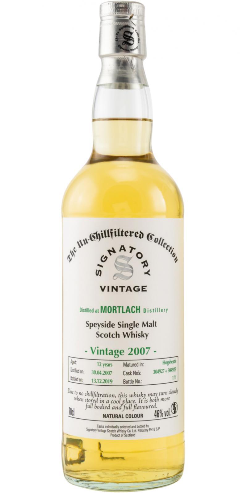 Mortlach 2007 SV The Un-Chillfiltered Collection