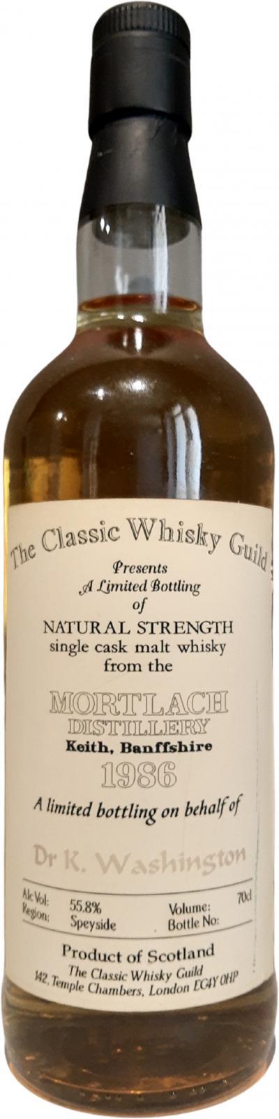 Mortlach 1986 CWG A limited bottling on behalf of Dr K. Washington